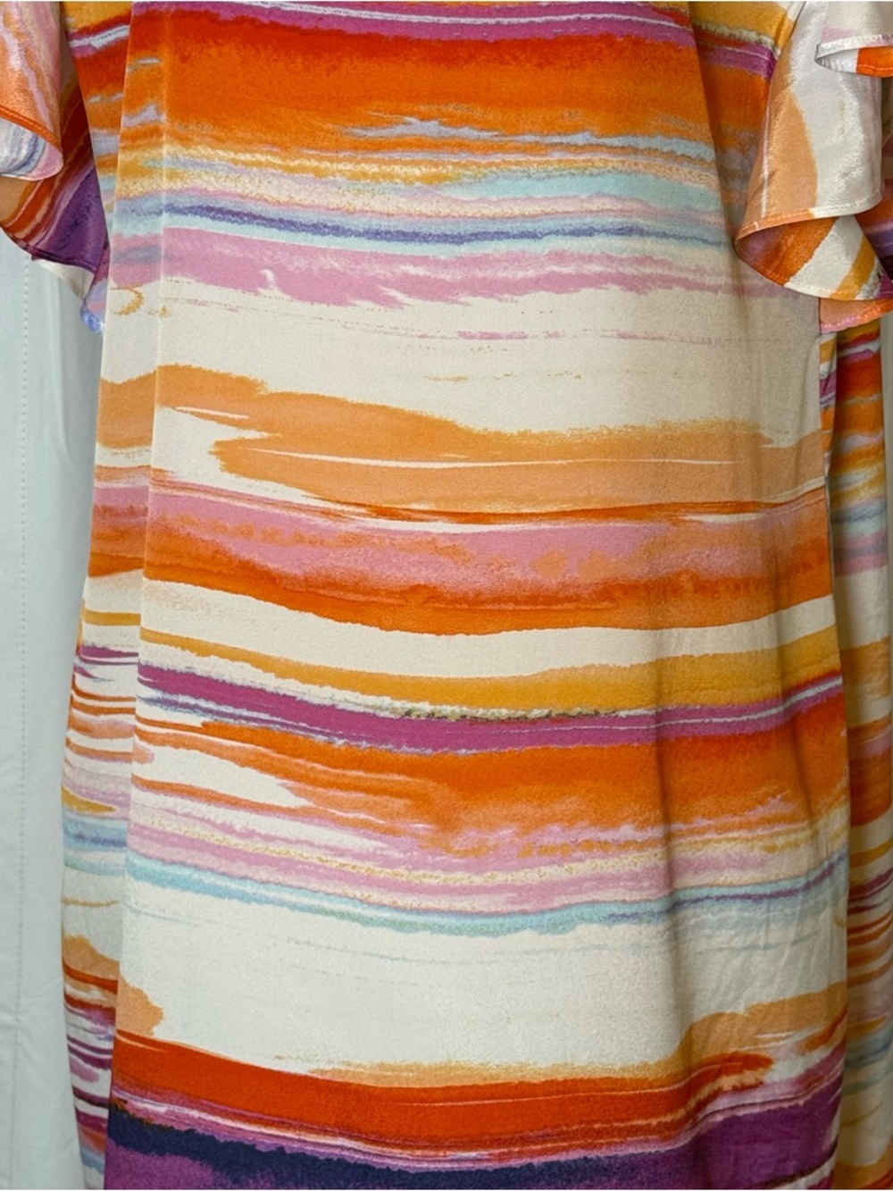 Amanda U Watercolor Ruffle Dress Bright Stripe Shift Medium - Picture 5 of 12